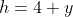 h=4+y