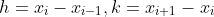 h=x_i-x_{i-1},k=x_{i+1}-x_i