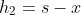 h_2=s-x