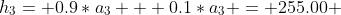 h_3= 0.9*a_3 + 0.1*a_3 = 255.00 
