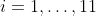 i=1,\dots,11