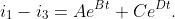 i_{1}-i_{3}=Ae^{Bt}+Ce^{Dt}.