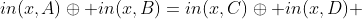 in(x,A)\oplus in(x,B)=in(x,C)\oplus in(x,D) 