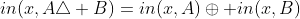 in(x,A\triangle B)=in(x,A)\oplus in(x,B)