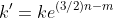 k'=ke^{(3/2)n-m}