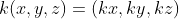 k(x,y,z)=(kx,ky,kz)