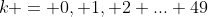 k = 0, 1, 2 ... 49