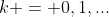 k = 0,1,...
