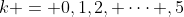 \xi ^k ,\;k = 0,1,2, \cdots ,5