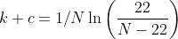k+c=1/N\ln\left(\frac{22}{N-22}\right)
