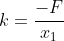 k=\frac{-F}{x_1}