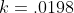 k=.0198