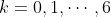 k=0,1,\cdots,6