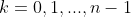 k=0,1,...,n-1