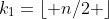 k_1=\lfloor n/2 \rfloor