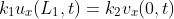 k_1u_x(L_1,t)=k_2v_x(0,t)