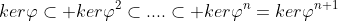 ker\varphi\subset ker\varphi^2\subset....\subset ker\varphi^n=ker\varphi^{n+1}