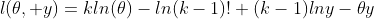 l(\theta, y)=kln(\theta)-ln(k-1)!+(k-1)lny-{\theta}y