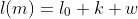 l(m)=l_0+k w