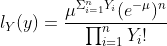 l_Y(y)=\frac{\mu^{\Sigma_{i=1}^nY_i}(e^{-\mu})^n}{\prod_{i=1}^nY_i!}