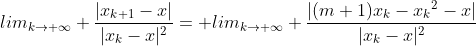 lim_{k\to \infty} \frac{|x_{k+1}-x|}{|x_k-x|^2}= lim_{k\to \infty} \frac{|(m+1)x_k-{x_k}^2-x|}{|x_k-x|^2}