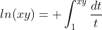 ln(xy)= \int_1^{xy}\frac{dt}{t}