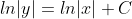 ln|y|=ln|x|+C