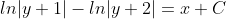ln|y+1|-ln|y+2|=x+C