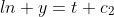 ln y=t+c_2