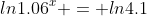 ln1.06^x = ln4.1