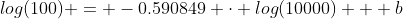 log(100) = -0.590849 \cdot log(10000) + b