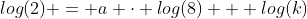 log(2) = a \cdot log(8) + log(k)