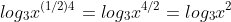 log_{3}x^{(1/2)4}=log_{3}x^{4/2}=log_{3}x^{2}