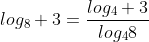 log_{8} 3=\frac{log_{4} 3}{log_{4}8}