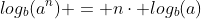 log_b(a^n) = n\cdot log_b(a)
