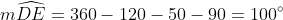 m\widehat{DE}=360-120-50-90=100^{\circ}