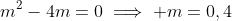 m^2-4m=0\implies m=0,4