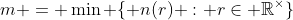 m = \min \{ n(r) : r\in \mathbb{R}^{\times}\}