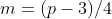 m=(p-3)/4