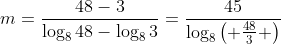 m=\frac{48-3}{\log_{8}{48}-\log_{8}{3}}=\frac{45}{\log_{8}{\left( \frac{48}{3} \right)}}