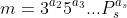 m=3^{a_2}5^{a_3}...P_s^{a_s}