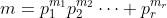 m=p_1^{m_1}p_2^{m_2}\dots p_r^{m_r}
