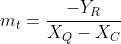 m_t=\frac{-Y_R}{X_Q-X_C}