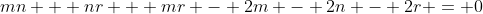 mn + nr + mr - 2m - 2n - 2r = 0