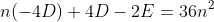 n(-4D)+4D-2E=36n^2
