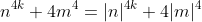 n^{4k}+4m^4=|n|^{4k}+4|m|^4