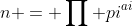 n = \prod pi^{ai}