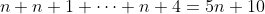 n+n+1+\dots+n+4=5n+10