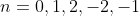 n=0,1,2,-2,-1