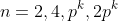 n=2,4,p^k,2p^k